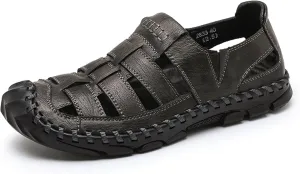 Mens Slides Cushion Sport Sandals Arch Support Adjustable Closed Toe Summer Slippers Slip on Outdoor Beach Water Shoes