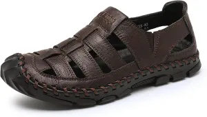 Mens Slides Cushion Sport Sandals Arch Support Adjustable Closed Toe Summer Slippers Slip on Outdoor Beach Water Shoes