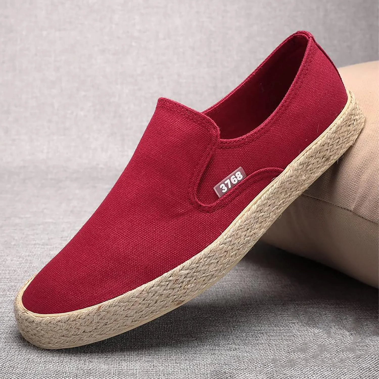 Men's Sneakers Men's Breathable Solid Color Korean Version Trendy Casual Comfortable Lightweight Linen Sole Sneakers
