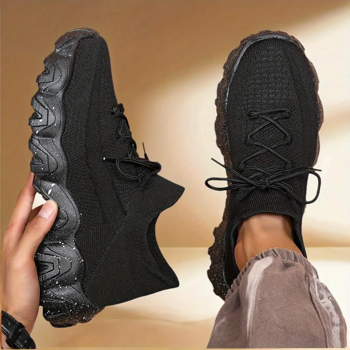 Men's Sports Shoes Hiking Shoes, Thick Sole Design, Fashion Casual Commuter Sneakers,