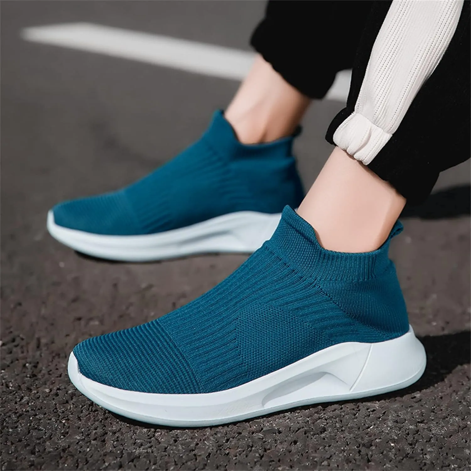 Men's Stretch Memory Foam Shoes Comfortable Breathable Lightweight Tennis Shoe Convenient Elderly Slip On Shoes