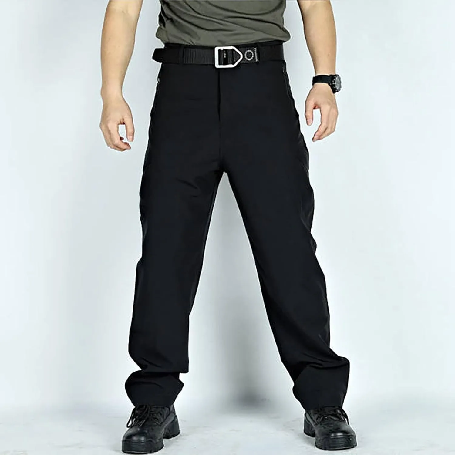 Men's Sweatpants Open Bottom Relaxed Fit Stretch Waist Work Pants Lightweight Straight Leg Casual Slacks Trousers with Pocket