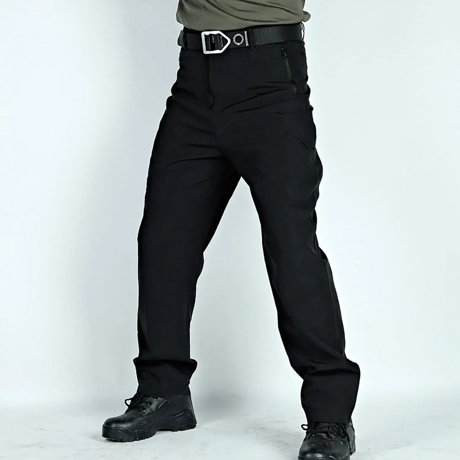 Men's Sweatpants Open Bottom Relaxed Fit Stretch Waist Work Pants Lightweight Straight Leg Casual Slacks Trousers with Pocket