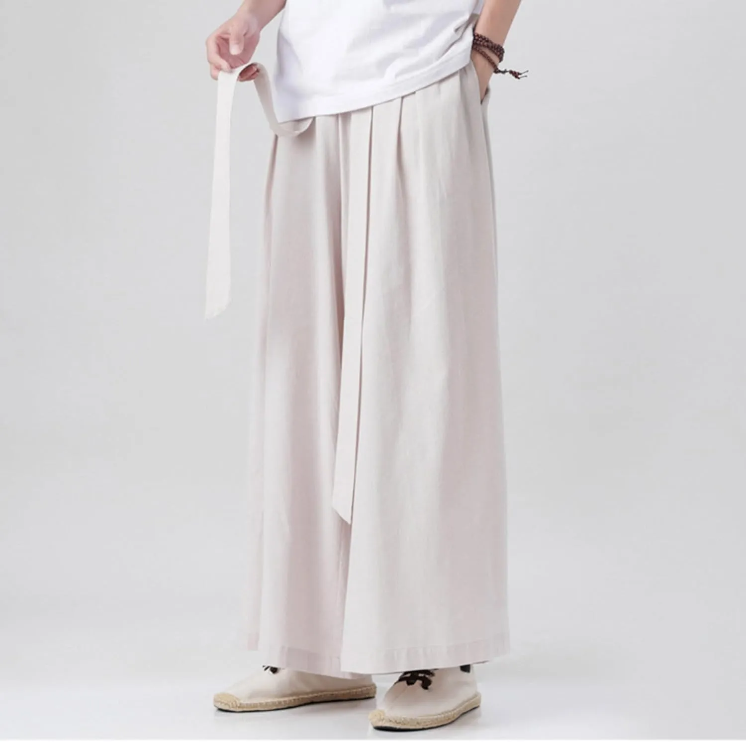 Mens Wide Leg Harem Pants Relaxed Fit Lightweight Plus Size Casual Pants Trendy Straight Leg Summer Beach Yoga Trousers