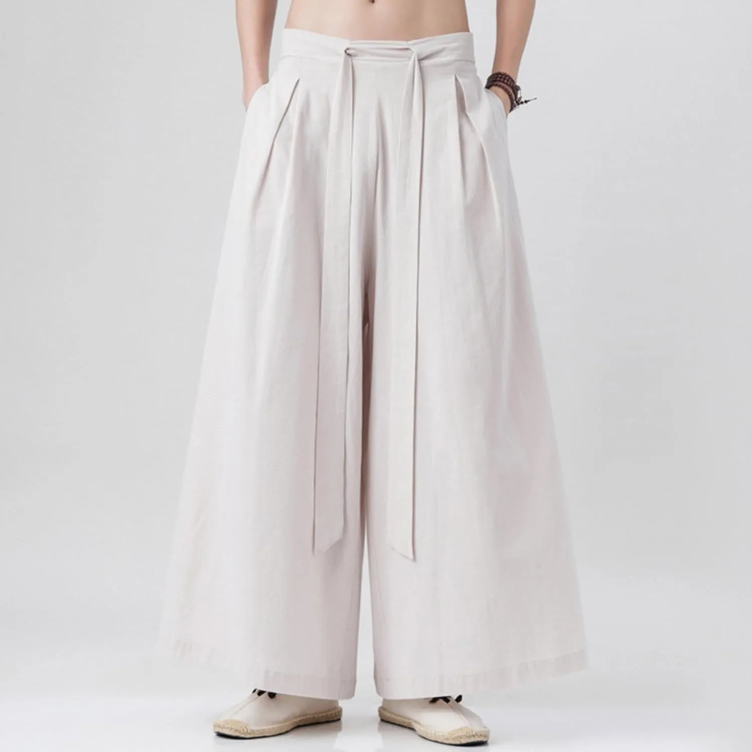 Mens Wide Leg Harem Pants Relaxed Fit Lightweight Plus Size Casual Pants Trendy Straight Leg Summer Beach Yoga Trousers
