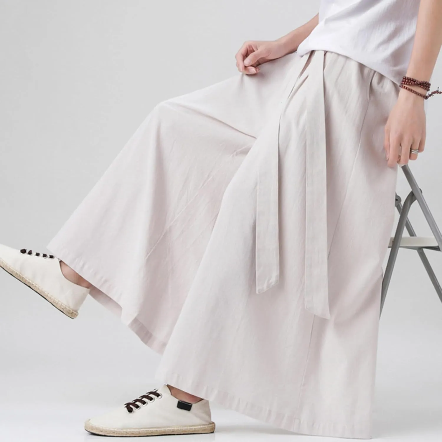 Mens Wide Leg Harem Pants Relaxed Fit Lightweight Plus Size Casual Pants Trendy Straight Leg Summer Beach Yoga Trousers
