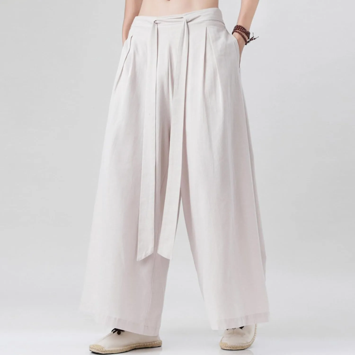 Mens Wide Leg Harem Pants Relaxed Fit Lightweight Plus Size Casual Pants Trendy Straight Leg Summer Beach Yoga Trousers
