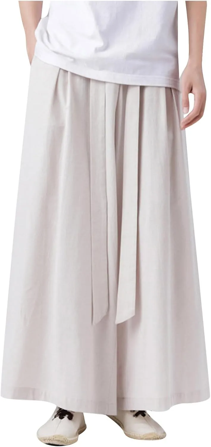 Mens Wide Leg Harem Pants Relaxed Fit Lightweight Plus Size Casual Pants Trendy Straight Leg Summer Beach Yoga Trousers