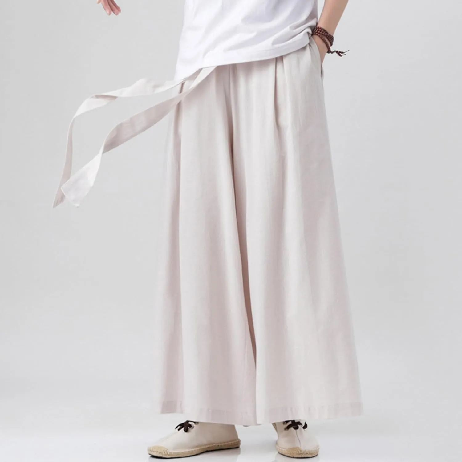 Mens Wide Leg Harem Pants Relaxed Fit Lightweight Plus Size Casual Pants Trendy Straight Leg Summer Beach Yoga Trousers