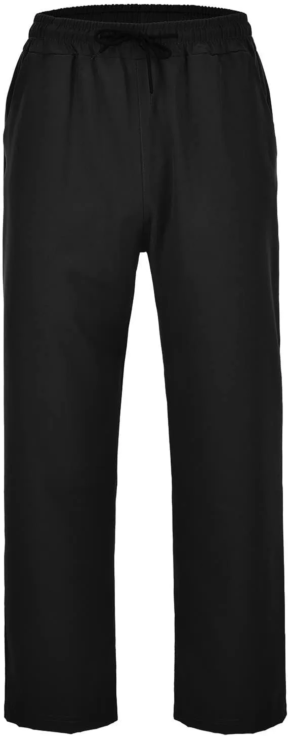 Mens Wide Leg Sweatpants Baggy Elastic Waist Drawstring Joggers Lightweight Plus Size Hiking Athletic Pants Casual Trousers
