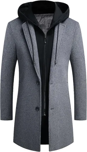 Mens Wool Blend Coat Winter Trench Coats Windbreaker Coat Long Jacket Windbreaker Overcoat Pea Coat Men Trench Coats