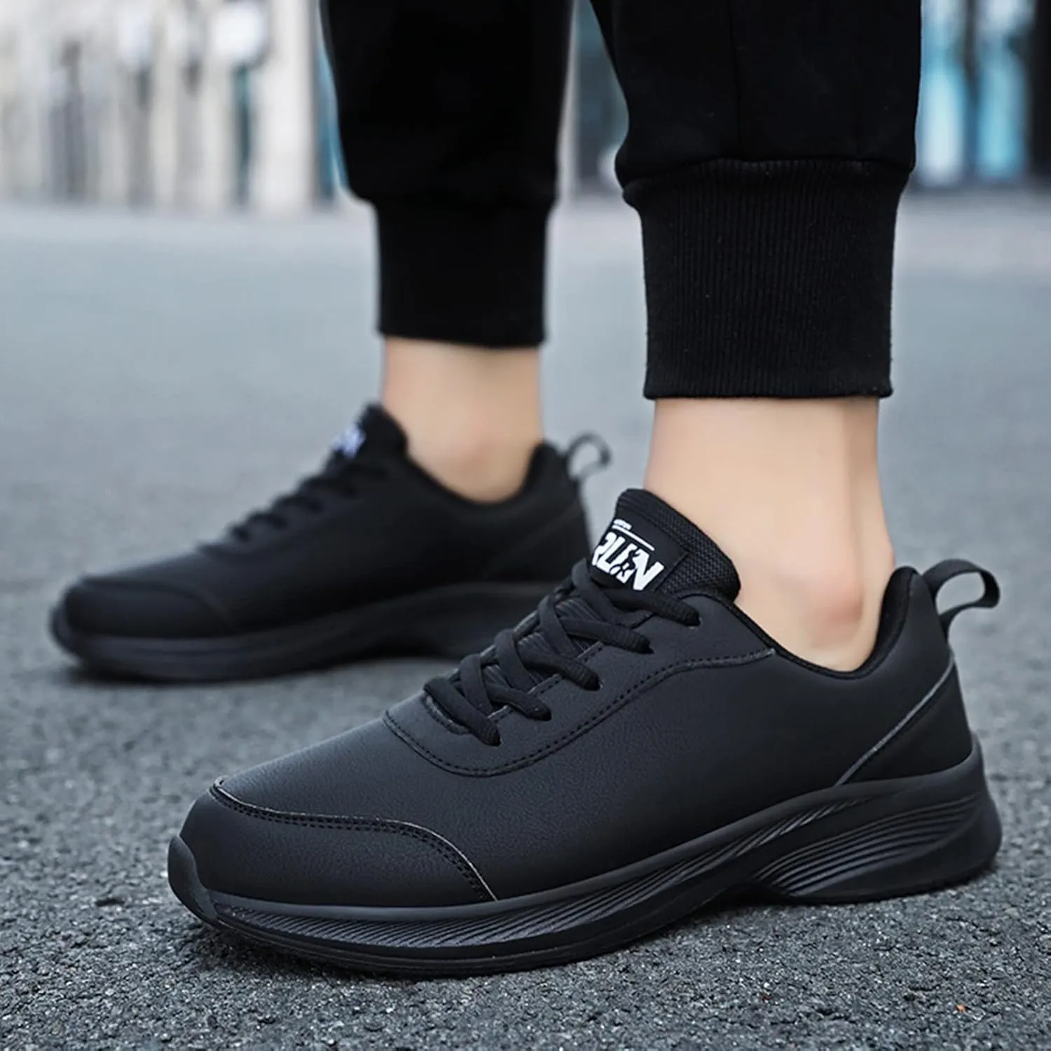 MensCasual Leather Laace Up Solid Color Casual Fashion Simple Shoes Running Shoes Sneaker Storage for Men