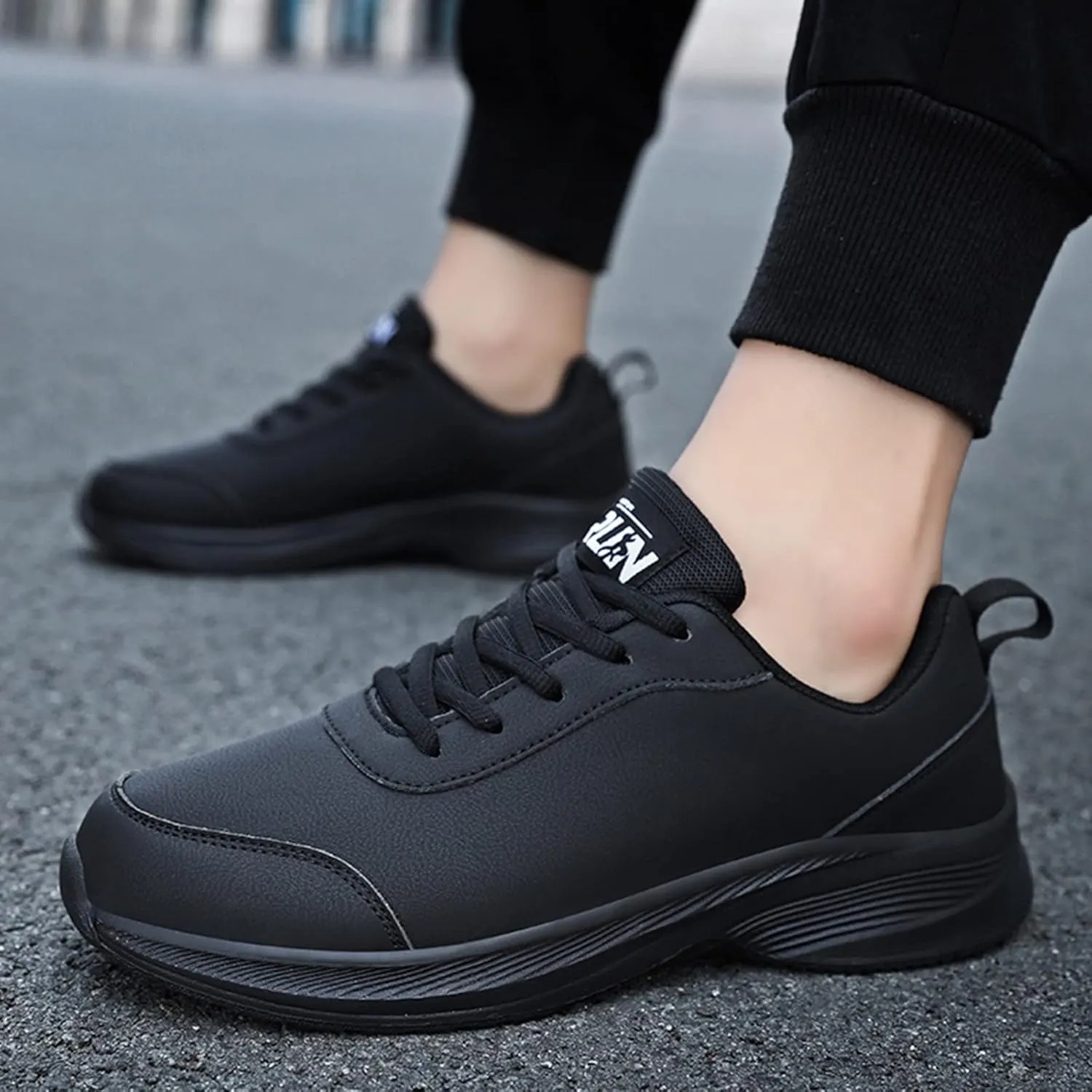 MensCasual Leather Laace Up Solid Color Casual Fashion Simple Shoes Running Shoes Sneaker Storage for Men