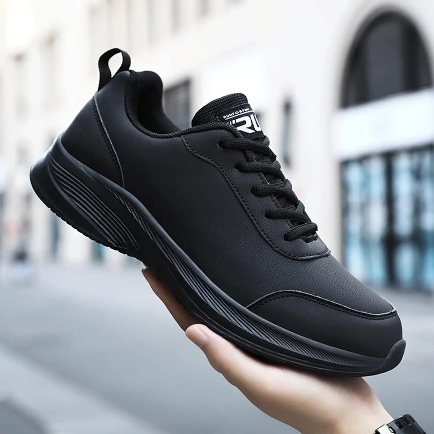 MensCasual Leather Laace Up Solid Color Casual Fashion Simple Shoes Running Shoes Sneaker Storage for Men