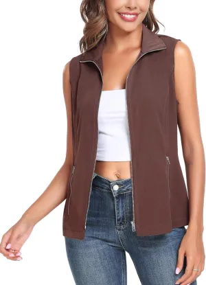 MISS MOLY Vests For Women Casual Lightweight Full-Zip Military Vest Golf Sleeveless Jacket with Pockets
