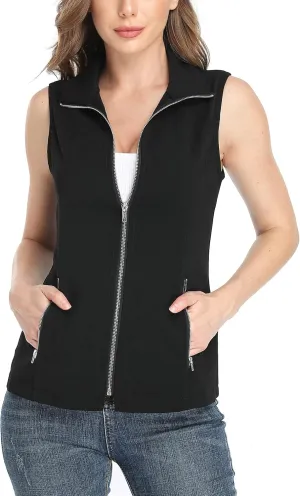MISS MOLY Vests For Women Casual Lightweight Full-Zip Military Vest Golf Sleeveless Jacket with Pockets
