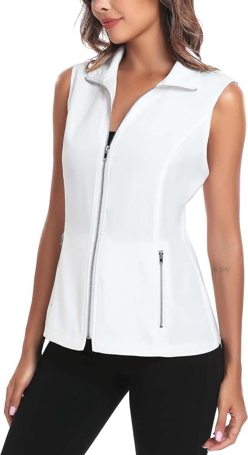 MISS MOLY Vests For Women Casual Lightweight Full-Zip Military Vest Golf Sleeveless Jacket with Pockets
