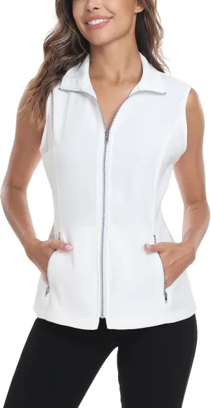 MISS MOLY Vests For Women Casual Lightweight Full-Zip Military Vest Golf Sleeveless Jacket with Pockets