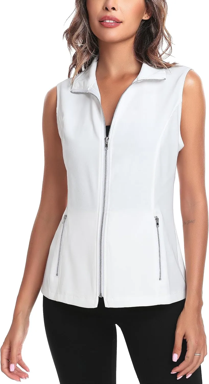 MISS MOLY Vests For Women Casual Lightweight Full-Zip Military Vest Golf Sleeveless Jacket with Pockets