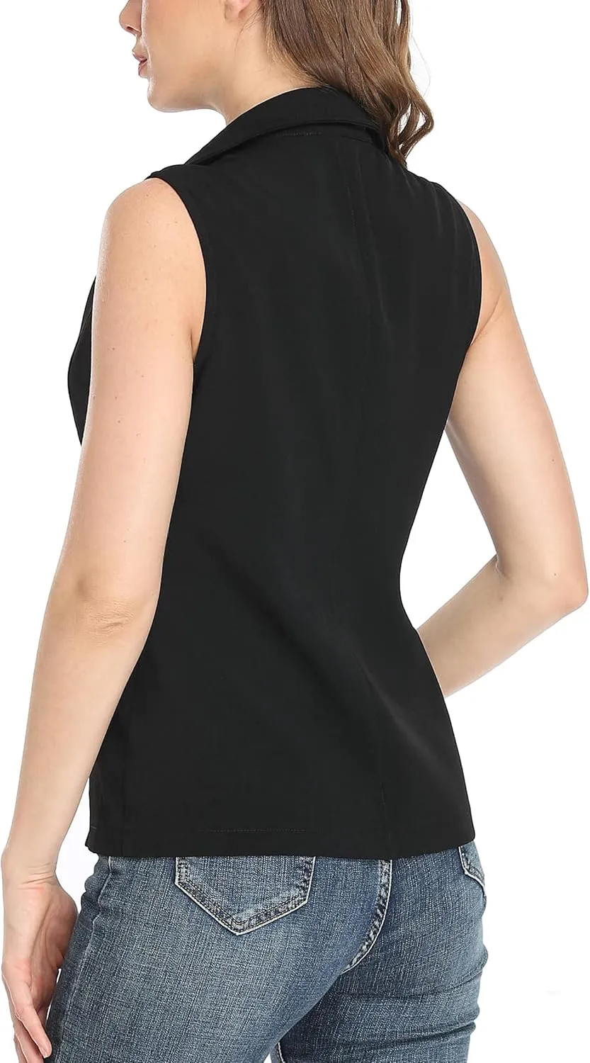MISS MOLY Vests For Women Casual Lightweight Full-Zip Military Vest Golf Sleeveless Jacket with Pockets