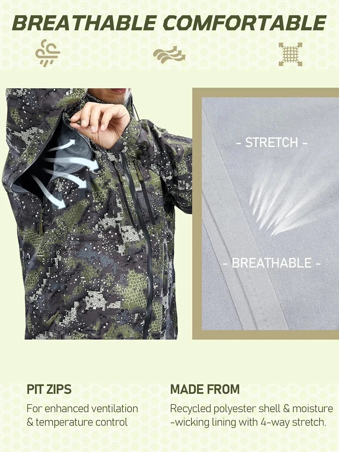 NEW VIEW Lightweight Rain Jackets for Men Waterproof with Hood, Hard Shell Stretch Rain Coat for Outdoor Travel