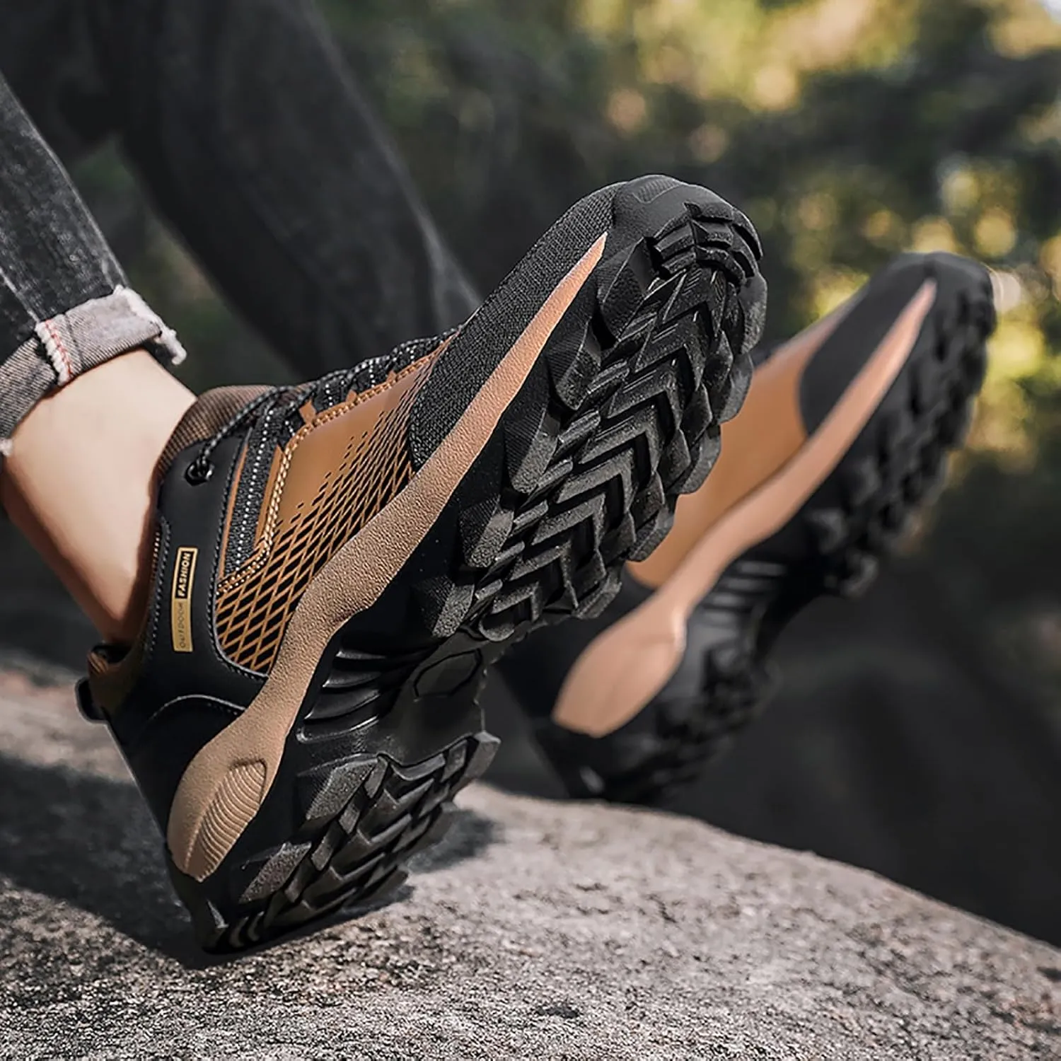 Non Slip Work Shoes for Men Walking Sneakers Comfortable Leather Casual Athletic Tennis Shoes Sneaker Men