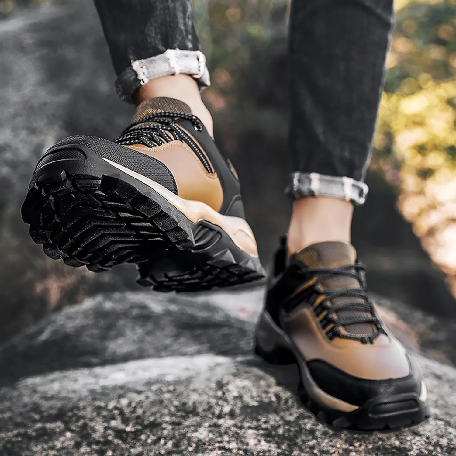 Non Slip Work Shoes for Men Walking Sneakers Comfortable Leather Casual Athletic Tennis Shoes Sneaker Men