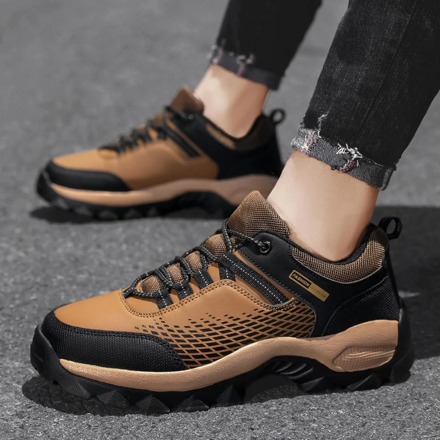 Non Slip Work Shoes for Men Walking Sneakers Comfortable Leather Casual Athletic Tennis Shoes Sneaker Men