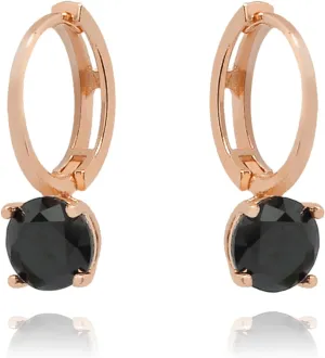 Onyx Sleepers Dainty Solitaire Hoops, 14K Solid Gold Drop Huggie Hoops, Dangle Small Hoop Earrings, Minimalist Jewelry, Gift For Whomen.