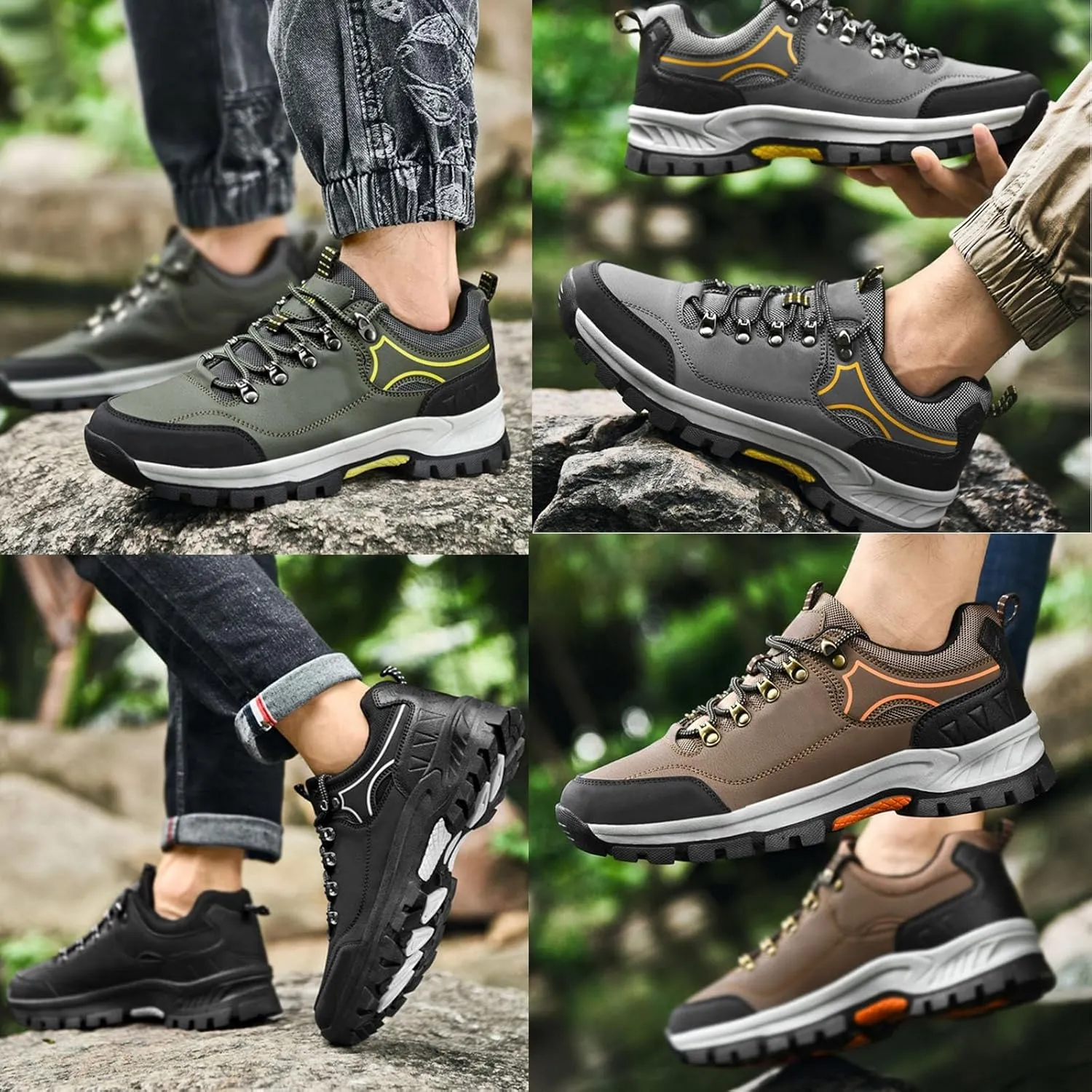 Orthopedic Air Cushion Shoes, Large Size Outdoor Men Hiking Shoes Soft Bottom Sneakers Breathable Mesh Lightweight Travel Shoes