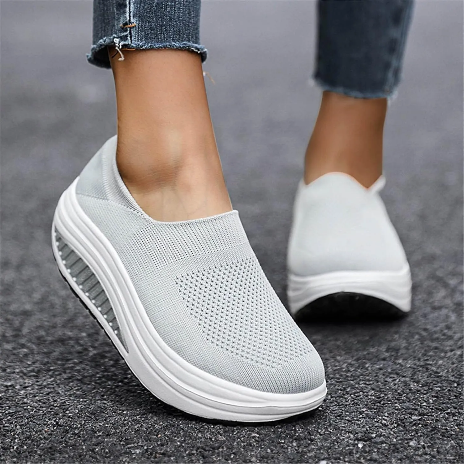 Orthopedic Sneakers for Women Slip On Walking Shoes with Arch Support Comfortable Casual Loafers Plantar Fasciitis Relief Foot Pain Diabetic Swollen Feet