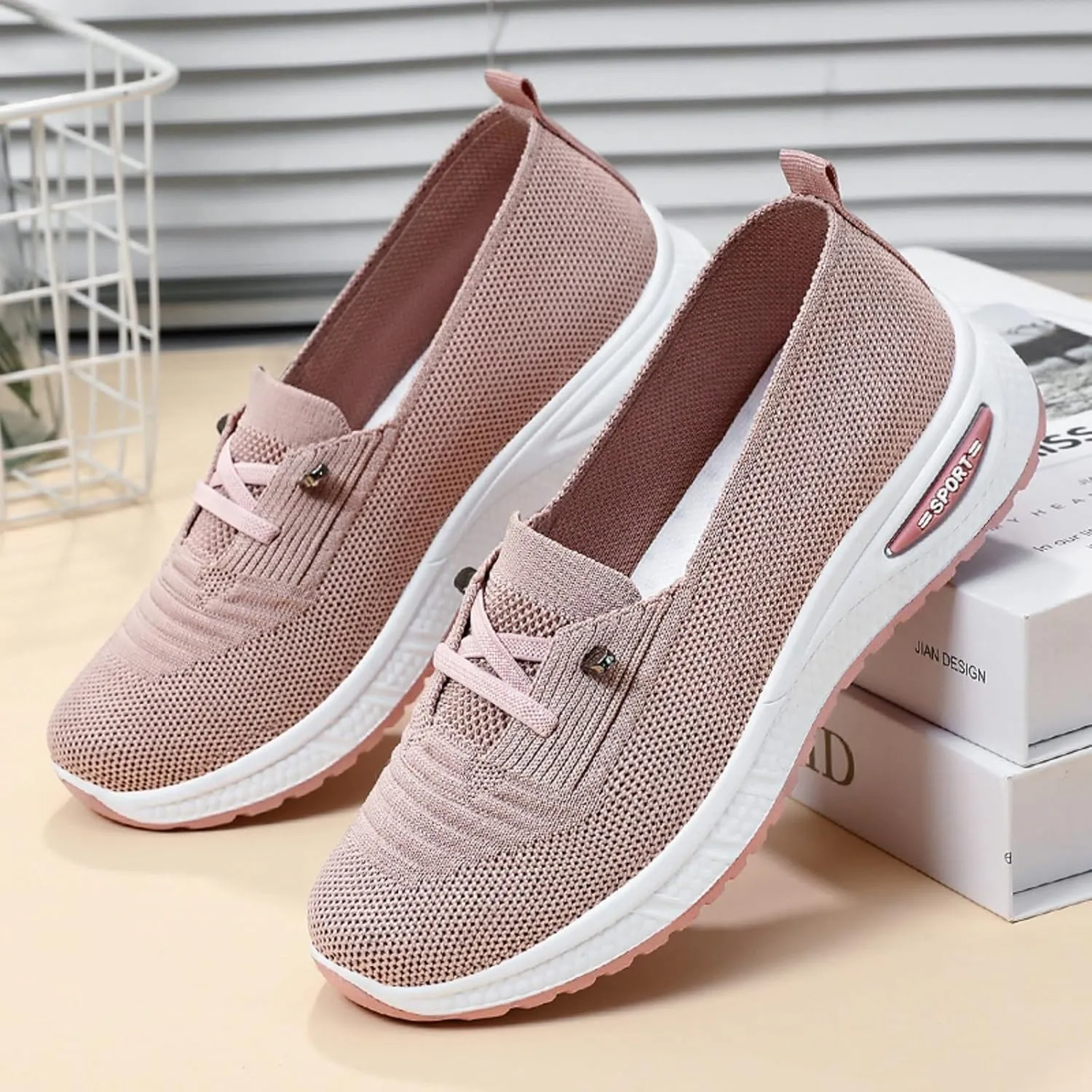 Orthopedic Walking Shoes for Women Wide Width, Women Breathable Mesh Orthopedic Sneakers Slip On Nurse Shoes Arch Support Lightweight Comfortable Non Slip Work Shoe