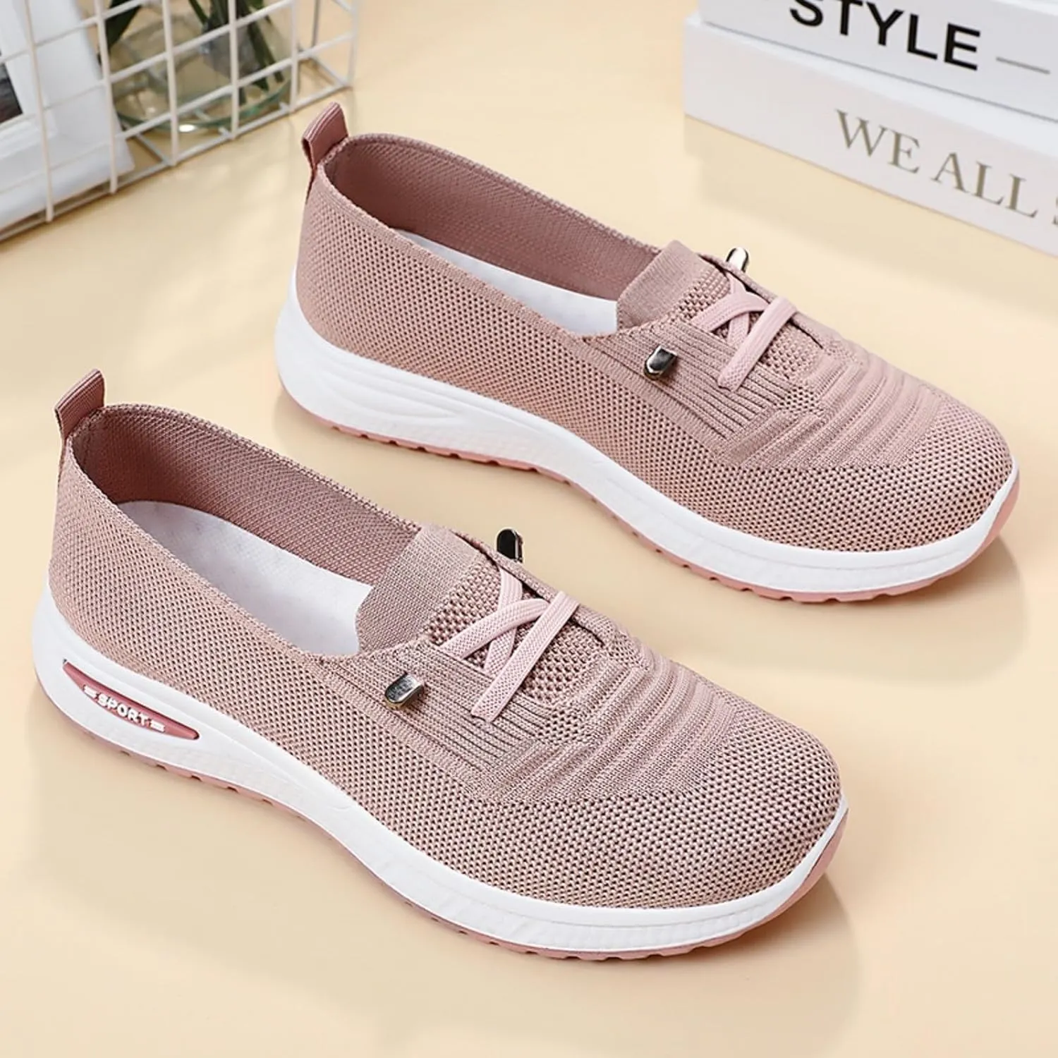 Orthopedic Walking Shoes for Women Wide Width, Women Breathable Mesh Orthopedic Sneakers Slip On Nurse Shoes Arch Support Lightweight Comfortable Non Slip Work Shoe