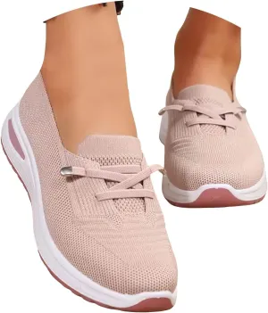 Orthopedic Walking Shoes for Women Wide Width, Women Breathable Mesh Orthopedic Sneakers Slip On Nurse Shoes Arch Support Lightweight Comfortable Non Slip Work Shoe
