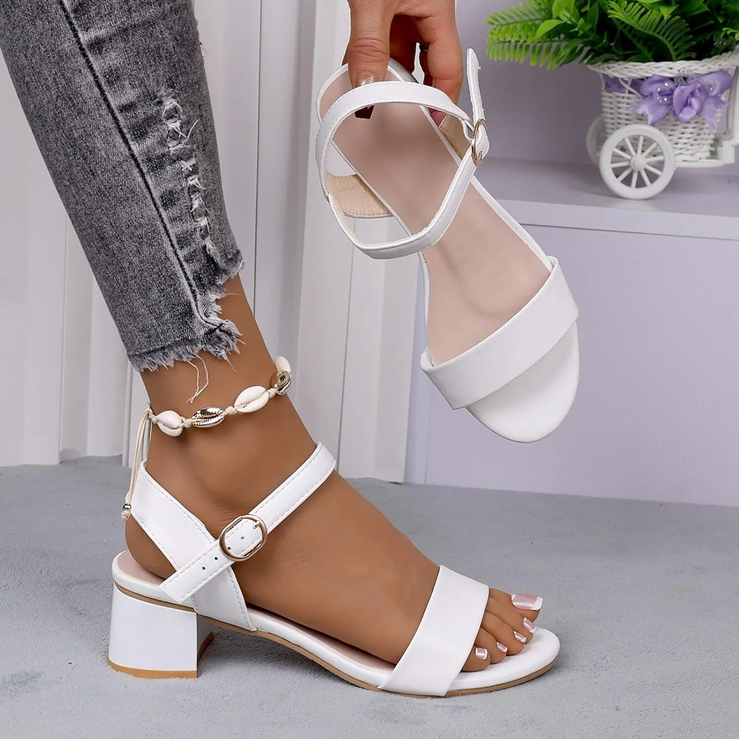 Orthopedic Wedge Sandals for Women 2025 Summer Fashion Casual Solid Color Block Heeled Chunky Platform Heels Open Toe Backless Fish Mouth Ankle Strap Evening Party Shoes