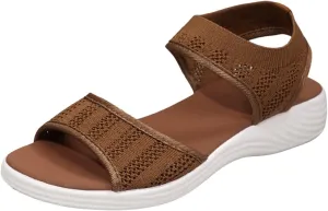 Orthopedic Wedge Sandals for Women Dressy Summer 2025 Comfortable Walking for Women's Slip On Loafers Knitted Mesh Thick Heel Fish Mouth Elastic Strap Mule Breathable Shoes Wedges Canvas Sneakers