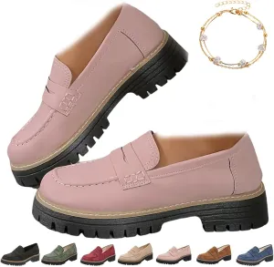 Orthoture Orthopedic Platform Loafers, Lug Sole Loafers for Women, Womens Round Toe Walking Shoe,Slip on Shoes