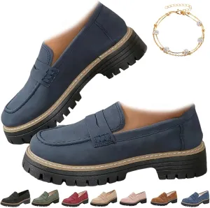 Orthoture Orthopedic Platform Loafers, Lug Sole Loafers for Women, Womens Round Toe Walking Shoe,Slip on Shoes