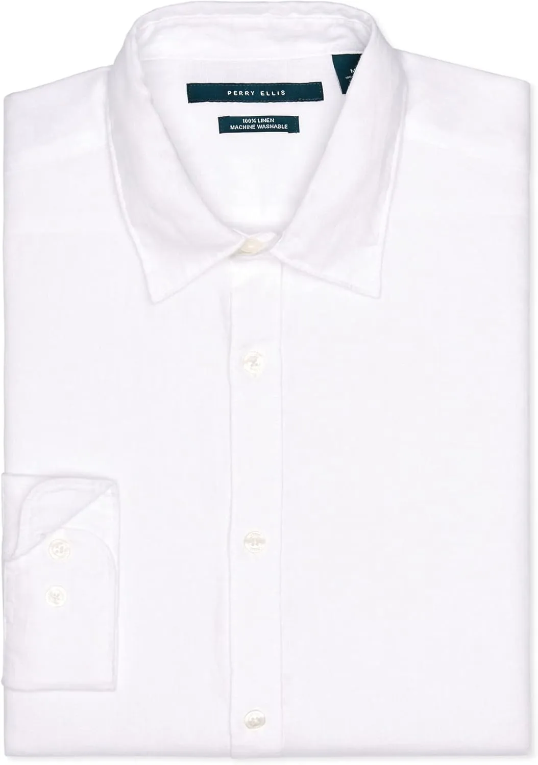 Perry Ellis Men's Roll Sleeve 100% Linen Button-Down Shirt (Size X-Small - 5X Big & Tall)