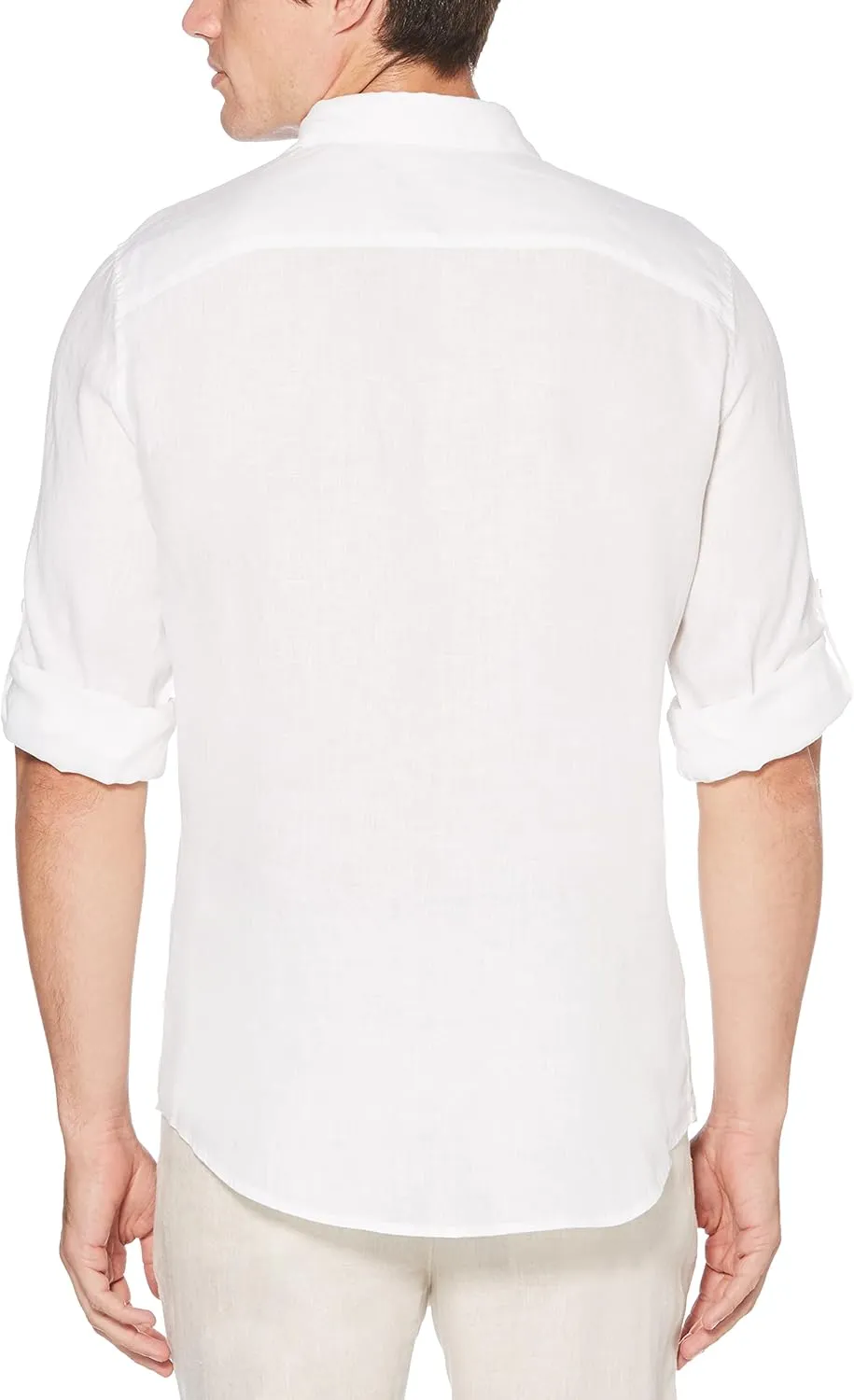 Perry Ellis Men's Roll Sleeve 100% Linen Button-Down Shirt (Size X-Small - 5X Big & Tall)