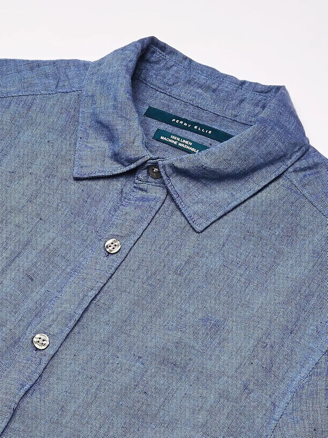 Perry Ellis Men's Roll Sleeve 100% Linen Button-Down Shirt (Size X-Small - 5X Big & Tall)