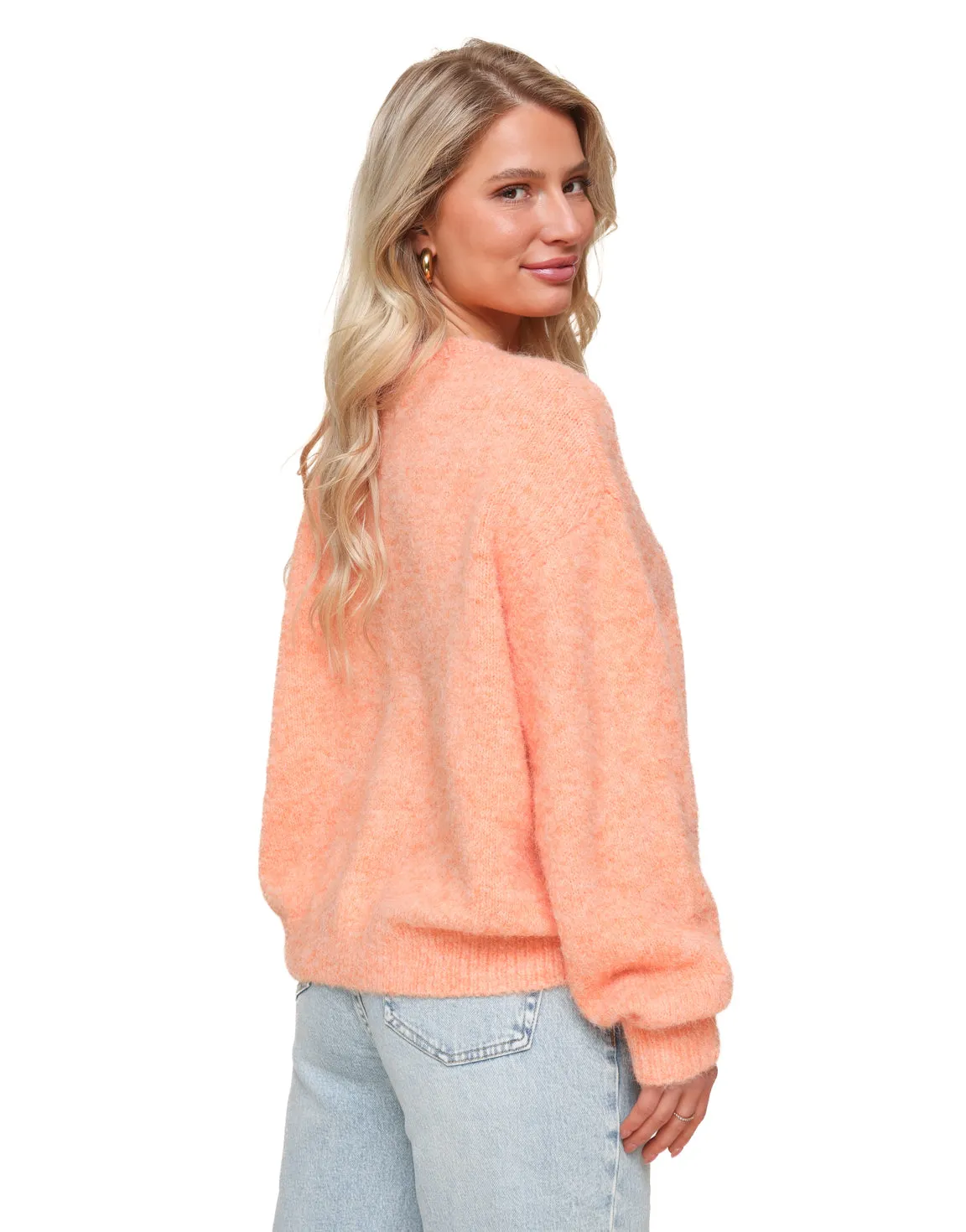 Perzik Oranje Basic Gebreide - Vest