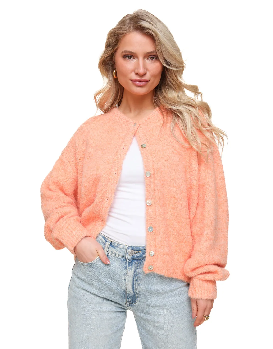 Perzik Oranje Basic Gebreide - Vest