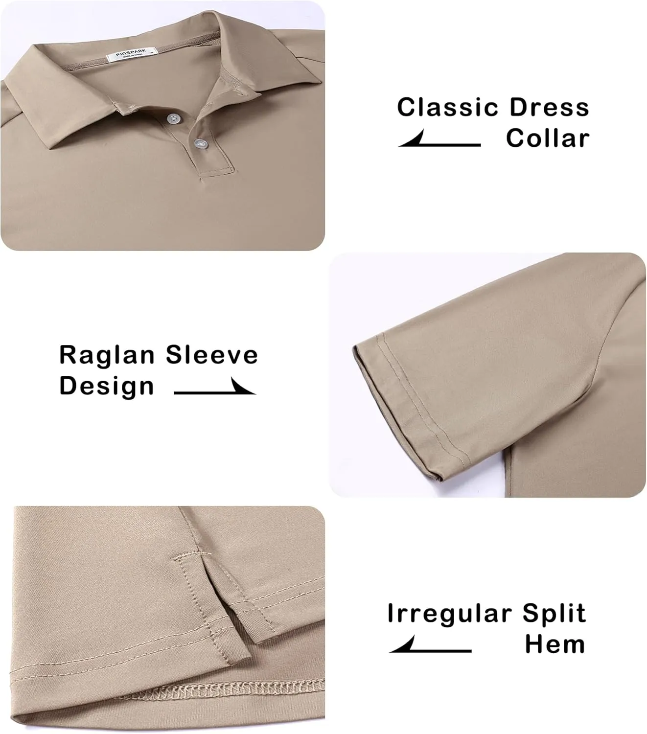 PINSPARK Mens Golf Polo Shirts Performance Quick-Dry Moisture-Wicking Collared Shirts Short Sleeve Buttons Casual Polo Shirts