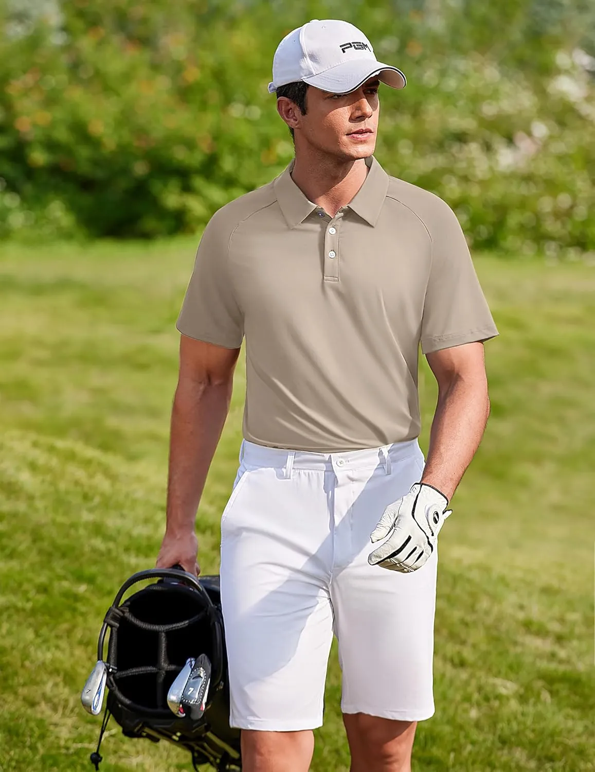 PINSPARK Mens Golf Polo Shirts Performance Quick-Dry Moisture-Wicking Collared Shirts Short Sleeve Buttons Casual Polo Shirts