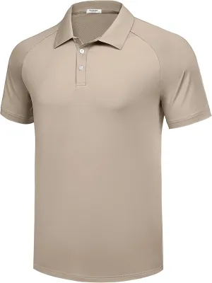 PINSPARK Mens Golf Polo Shirts Performance Quick-Dry Moisture-Wicking Collared Shirts Short Sleeve Buttons Casual Polo Shirts