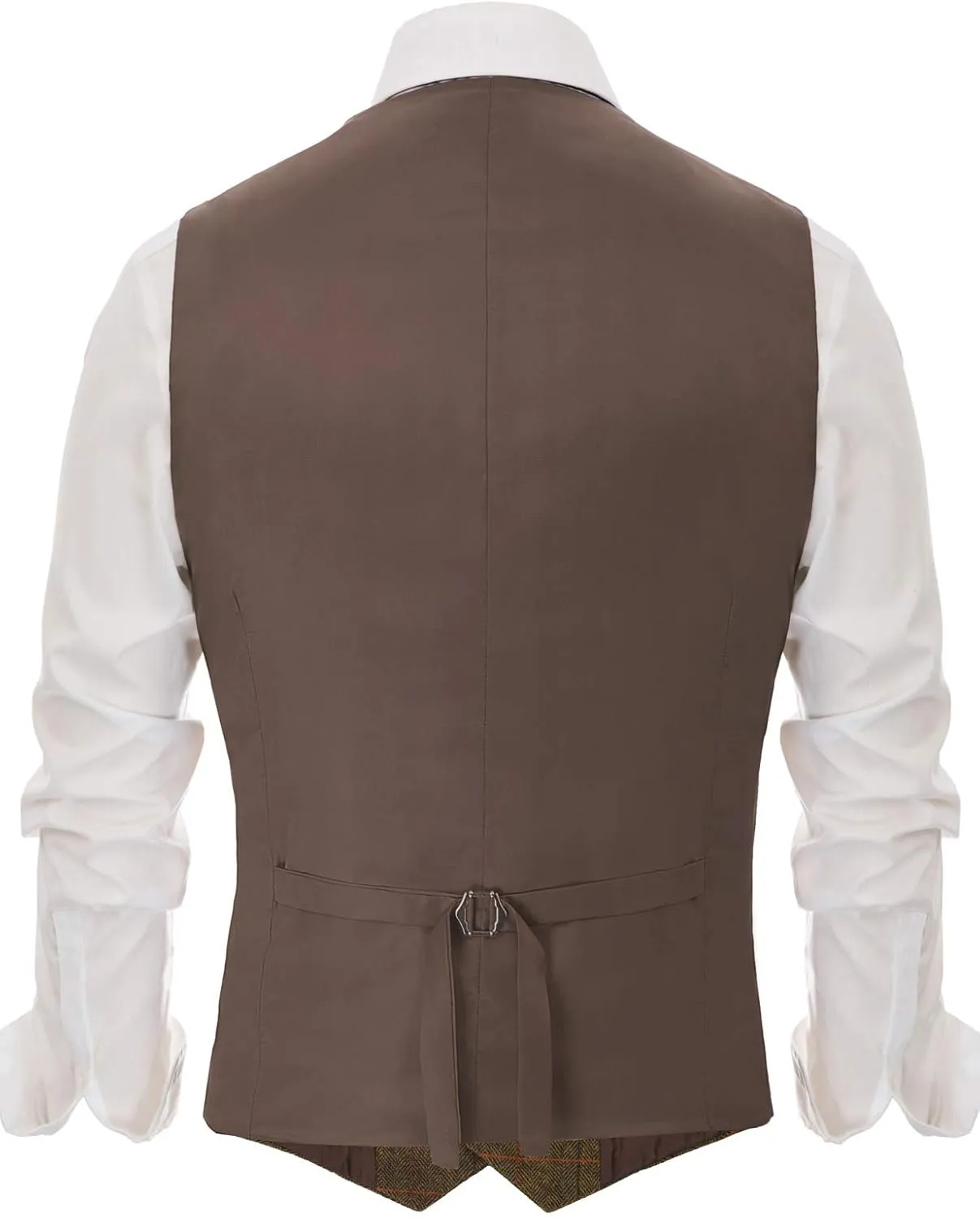 PJ PAUL JONES Men's Herringbone Tweed Suit Vest Casual Wool Blend Waistcoat