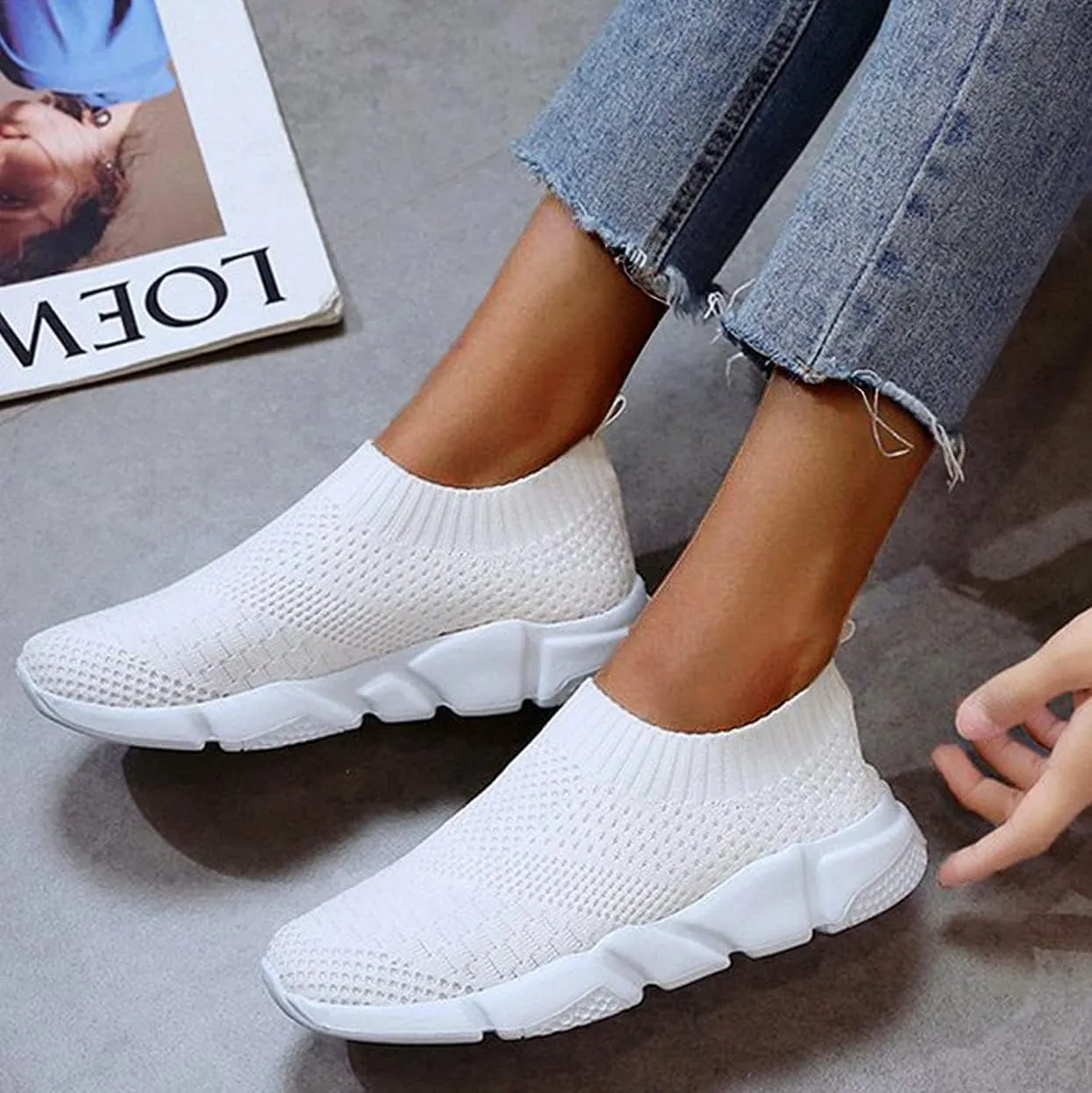 Platform Sneakers for Women 2023 Non Slip Zapatillas Blancas para Mujer De Tacon Bajo Black Tennis Shoes for Women Non Slip Women's Sneakers Wide Zapatos De Trabajo para Mujer