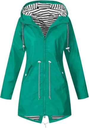 Plus Size Rain Coats for Women Waterproof Rain Jackets Full Zip Windbreaker with Hood Lightweight Jackets for Hiking