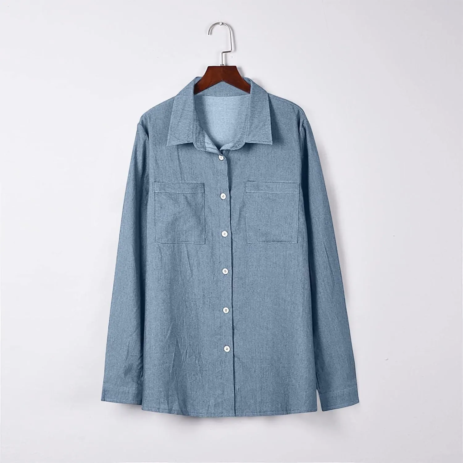 Plus Size Winter Coats for Women 2024 Casual Single Breasted Open Front Denim Tops Long Sleeve Jackets Outerwear